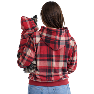 Sweat à capuche rouge à carreaux pour chiens et propriétaires, ensemble assorti, confortable et élégant, pour animaux de compagnie et humains, motif à carreaux rouges - Product Image 2