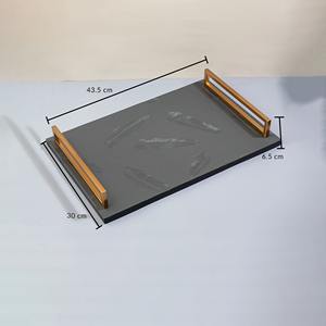 Poignée métallisée Plateau de service décoratif en résine dorée et noire Plateau à miroir avec poignées pour salle de bain et cuisine premium - Product Image 2