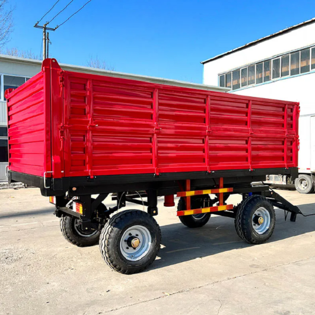 Wholesale New 4 Ton Agriculture Farm Trailer 2 Axle Hydraulic Dump Tractor Trailer Tow Behind Tractors Farm Trailers Cheap Price