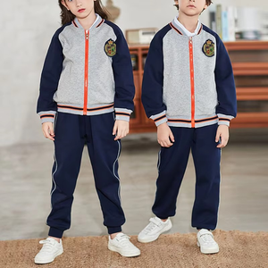 Ropa de invierno para niños con logotipo personalizado, conjunto de pantalones de chándal y Sudadera con capucha de algodón 100% de manga larga, conjuntos de Jogger holgados, chándal para niños - Product Image 1