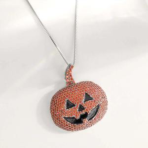 Collar con Colgante de Diamante Moissanite de Color, Estilo Hip Hop, con Diseño de Calabaza de Halloween, Plata 925, Joyería a Bajo Precio - Product Image 5