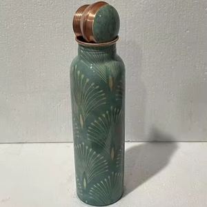 Botella de Agua de Cobre con Acabado Esmaltado para Beneficios para la Salud, Botella de Agua para Yoga, Ayurvédica - Product Image 1
