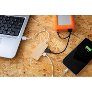 Eco-Friendly Bamboo <b>USB</b> <b>Hub</b> with Type C for Promotional <b>USB</b> Gadgets - Product Image 2