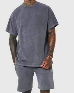 Wholesale Supplier Summer Latest T-Shorts & Shorts Breathable Cotton Shorts T-Shirts Custom Logo Printed Acid Washed <b>Sets</b> - Product Image 6