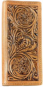 Handmade Light Brown Men's <b>Purse</b> <b>with</b> Floral Tooling & Fashionable Rivet Decoration Pocket Top Indian Manufacturer Supplier - Product Image 2