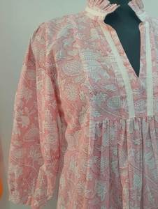 Robe indienne en coton faite à la main, courte, longueur midi, imprimée, tenue de fête d'été pour la Saint-Valentin - Product Image 2