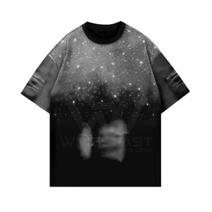 Gran oferta de camisetas de manga corta con diamantes de imitación para hombre, Camiseta estampada de algodón 100% holgada de alta calidad para hombre - Product Image 1