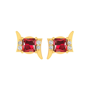 Pendientes de rubí de corte princesa de oro macizo de 18K, joyería de piedras preciosas delicadas con mayorista de diamantes finos de oro rosa y blanco - Product Image 1