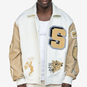 Chaqueta Universitaria de Béisbol para Hombre, Personalizada con Logotipo Bordado en Chenilla, Mangas Largas, Cuero, Negra, Estilo Letterman, MOQ Bajo - Product Image 4