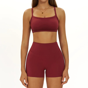 Short extensible taille haute ensemble de soutien-gorge de sport respirant deux pièces vêtements de sport sans couture confortables pour Yoga Gym course Fitness imprimer - Product Image 1