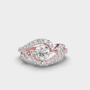 Elegante anillo de compromiso romántico de oro macizo de 14 quilates con diamante cultivado en laboratorio para bodas, aniversarios, fiestas, joyería fina - Product Image 3