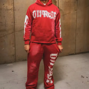 Nouveau design Ensemble de survêtements de sport pour hommes Survêtement à capuche à manches longues Pantalon de jogging Slim Fit Pantalon complet Survêtement à rayures pour hommes - Product Image 2