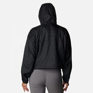Chaqueta Deportiva Impermeable con Cremallera Negra Personalizable para Mujer, Talla Grande, con Capucha Larga, Cortavientos para Gimnasio, para Usar en Verano e Invierno - Product Image 2
