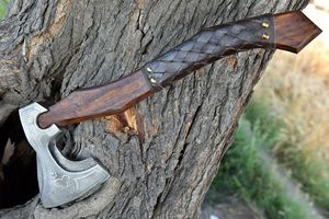 2025 personnalisé à la main en acier damas Viking hache en acier au carbone manche en bois gaine en cuir pour Camping Pizza coupe-Offre Spéciale - Product Image 2