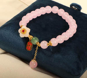 Superbe bracelet artisanal Natura de 10 mm en perles de quartz rose avec serti clos pour bijoux de mode, idéal comme cadeau d'anniversaire - Product Image 5