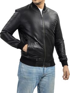 เสื้อแจ็คเก็ตหนังแกะสีดำสำหรับผู้ชาย เสื้อแจ็คเก็ตหนังผู้ชาย เสื้อแจ็คเก็ตหนังปากีสถาน เสื้อโค้ทหนังสำหรับผู้ชาย - Product Image 5