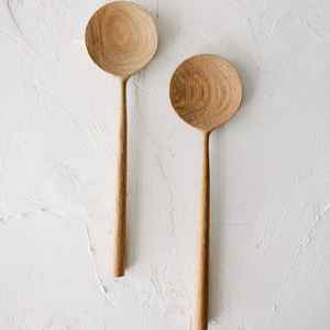 6-Piece Mirror Polished Acacia <b>Wood</b> Spoons Set Smooth Teak <b>Utensils</b> for Kitchen <b>Cooking</b> - Product Image 2