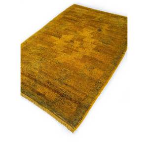 Tapis en laine noué à la main Zuri beige et marron, motif abstrait, pour entrée, chambre, couloir, design rectangulaire puzzle Pae-297 - Product Image 2