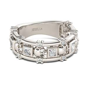 Bague Jeulia en argent sterling plaqué or avec crâne et coupe princesse pour femme - Product Image 3