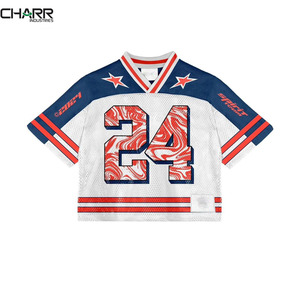 Maillots de football américain respirants et tendance OEM, impression par transfert thermique, vente en gros, maillots vierges en maille à manches courtes, grandes tailles - Product Image 3