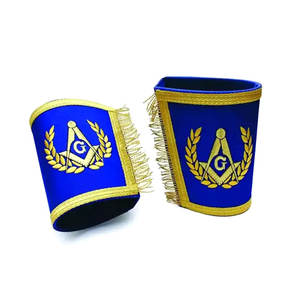 Manchettes de Regalia maçonniques Design et motifs personnalisés Poignets en tissu brodé avec décoration de franges en dentelle - Product Image 1