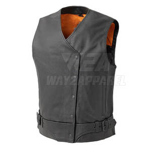 Chaleco de cuero de moto resistente para hombres hecho a medida con chaleco de cuero de moto de carreras ajustable - Product Image 1