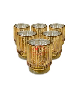 Frasco de Vidrio para Velas Vacío, de Ébano, con Acabado Dorado Electroplacado de Lujo y Acabado Moteado, Gran Venta - Product Image 2