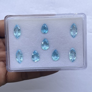 พลอยโทแพซสีฟ้าธรรมชาติขนาด 10 มม. 12 มม. 14 มม. แบบแกะสลักแฟนซี สำหรับทำเครื่องประดับ ขายส่งจากผู้ผลิตพลอยกึ่งมีค่า - Product Image 5