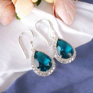 Boucles d'oreilles en argent sterling 925 plaqué or avec accents de zircon cubique, pierre précieuse apatite, pour femmes, cadeau d'anniversaire - Product Image 3