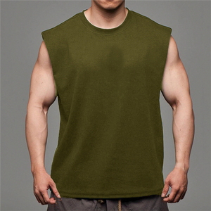 <b>Men's</b> Cotton Plain Tank Tops Breathable Fitness Gym <b>Vest</b> with Custom Logo Fashionable Workout Running Gear - Product Image 1