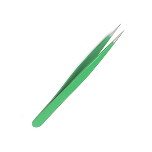 แหนบต่อขนตาคุณภาพสูง ปลายแหลมเคลือบกระดาษสีเขียว สำหรับใช้ในงานเสริมสวย พร้อมโลโก้ - Product Image 1
