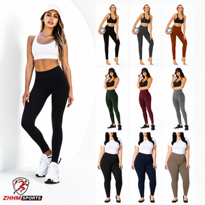 High Elastic Waist Breathable Yoga Leggings Quick Dry Four Way Stretch Workout Pants with Pocket Full Length Activewear - Product Image 2