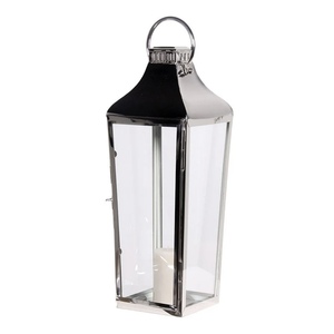 Vente en gros de haute qualité en acier inoxydable pilier bougeoir lanternes argent mariage noël maison jardin décorations - Product Image 3