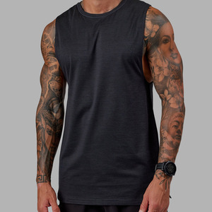 Débardeur personnalisé OEM imprimé, haute qualité, pour homme, sport, fitness, streetwear, sans manches, coton côtelé, coupe ajustée. - Product Image 1