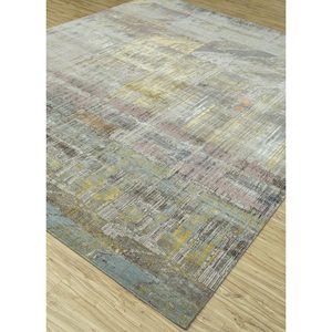 Alfombra Kavi Gris y Negra Anudada a Mano de Lana y Seda de Bambú con Patrón Abstracto Srb(709) para Uso Doméstico - Product Image 2