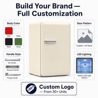 Mini-réfrigérateur rétro 112L beige avec poignée, congélateur compact sans givre R600a CE