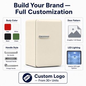 Mini-réfrigérateur rétro 112L beige avec poignée, congélateur compact sans givre R600a CE - Product Image 4