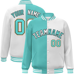 Chaqueta universitaria personalizada con contraste de colores de satén, botón a presión, logotipo del equipo, bordado, ropa de calle a la moda, Letterman, Dropshipping, OEM - Product Image 1