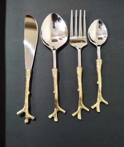 Juego de cubiertos de acero inoxidable de latón antiguo mate moderno al por mayor de China 2024 mango tenedor dorado cuchara vajilla restaurante - Product Image 2