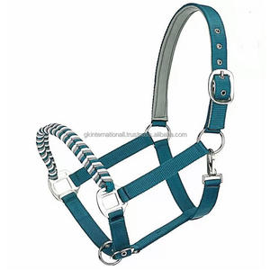 New Custom Design Colorful Hand Braided Pattern Vibrant Colors 100% Nylon Webbing Nylon Horse Halter with Nickel Hardware - Product Image 1
