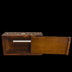 Modern Premium Quality Wooden Carved <b>Floral</b> Pattern Engraved Tissue <b>Box</b> Stylish Tabletop Holder for Home and Office Tradebyd - Product Image 5