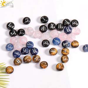CSJA accessori per gioielli <span class=keywords><strong>pietre</strong></span> preziose perline sciolte Charm pietra naturale A-Z cristallo 26 lettere iniziali perline per braccialetto anello - Product Image 1