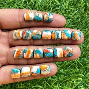 Lote de piedras preciosas sueltas de cabujón turquesa de cobre de Ostra con forma de cojín para diseños de joyería hechos a mano - Product Image 3