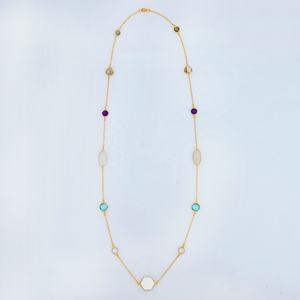 Collier en argent multi-formes et multi-tones fait à la main de 22 pouces avec placage or 18 carats, collier à porter tous les jours, cadeau pour un anniversaire - Product Image 6