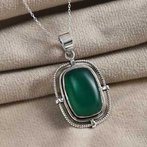 Colgante DE PROTECCIÓN DE ónix verde de plata esterlina, collar de joyería de piedras preciosas rectangulares grandes para ella, cristal Natural hecho a mano - Product Image 3