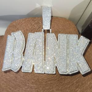 Pendentif lettre en moissanite plaqué or glacé de luxe VVS1, bijoux hip-hop mignons et imposants - Product Image 1