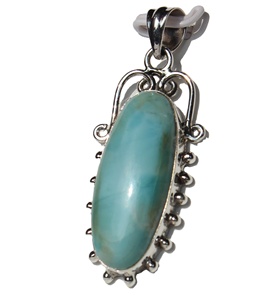 Handcrafted Drop Shapeเงินสเตอร์ลิง925ห่อจี้Bezelการตั้งค่าLarimar HealingคริสตัลหินUnisexหินธรรมชาติ - Product Image 4
