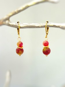Petites conceptions pastèque Tourmaline boucles d'oreilles balancent goutte boucle d'oreille rose et vert Quartz léger pierre de naissance bijoux pour les femmes - Product Image 3