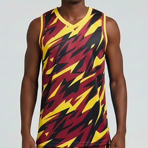 Camiseta de Baloncesto de Malla Personalizada de Alta Calidad, Cómoda, Transpirable, Antibacteriana, sin Mangas, Cuello en V, Poliéster Digital - Product Image 4