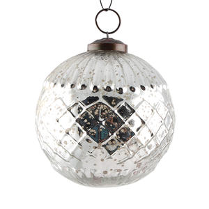 Wholesale Handmade Traditional Antique Silver Glass Round <b>Cut</b> Luxury Xmas Tree Decorations Christmas Ornaments 4.00 Inches G-442 - Product Image 1